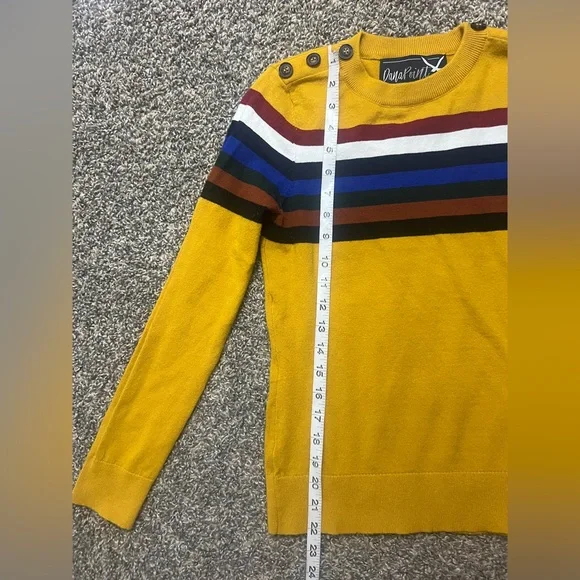 Women’s Cottagecore Striped Yellow Sweater Button Features - Picture 7 of 8